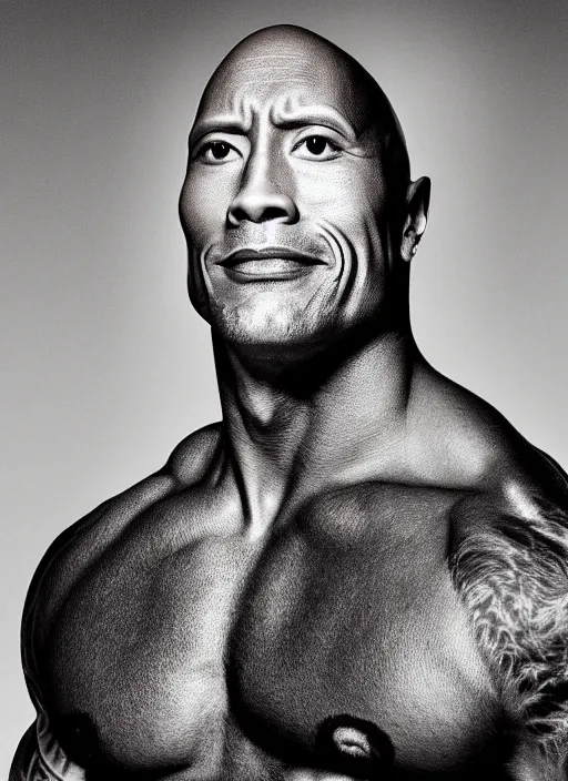 Prompt: a portrait of dwayne johnson wearing cat ears