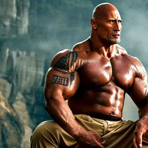 Image similar to Dwayne Johnson as Kung Fu master