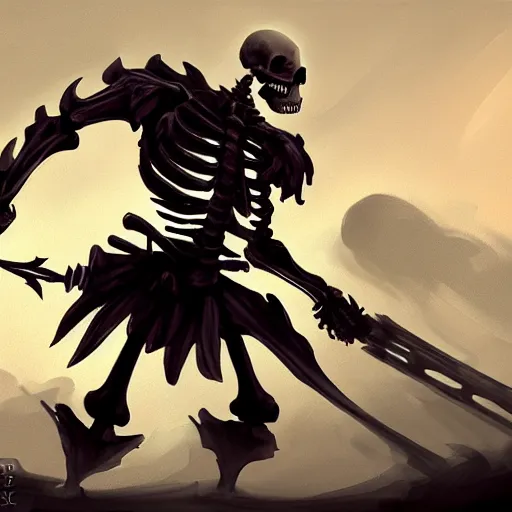 Prompt: painting of skeleton lancer by dominik mayer, trendin on art station