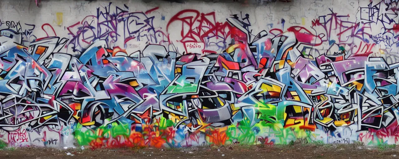 Image similar to a wall with lot of graffiti