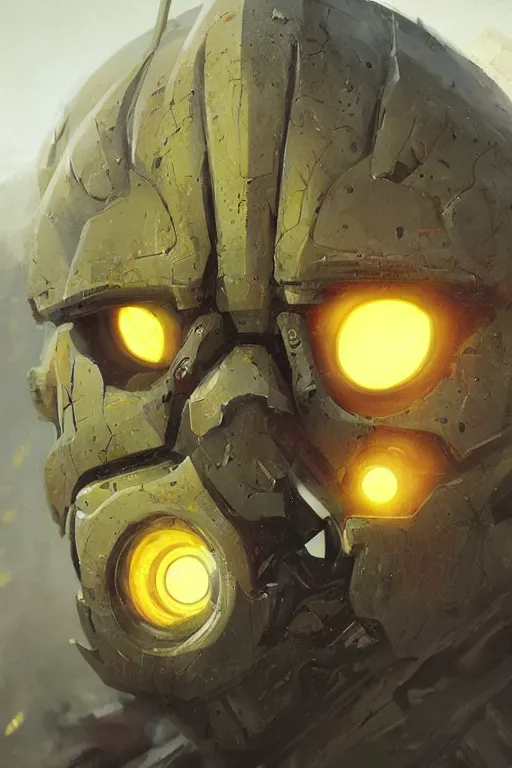 Image similar to portrait Keetongu bionicle eye in the center of his face yellow by Greg Rutkowski