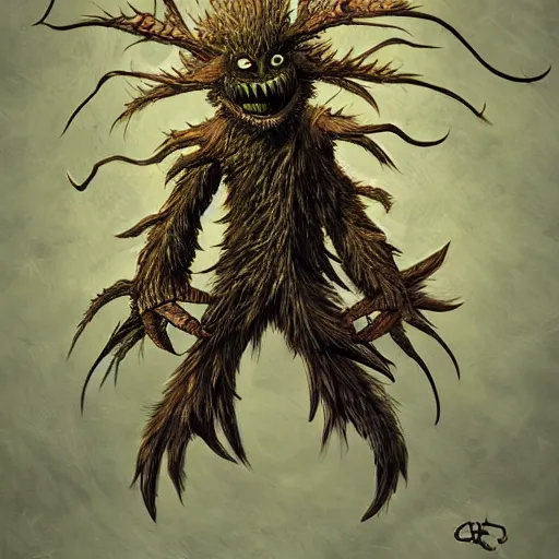 Prompt: A humanoid thistle monster, highly detailed, digital art, sharp focus, trending on art station, fern, anime art style