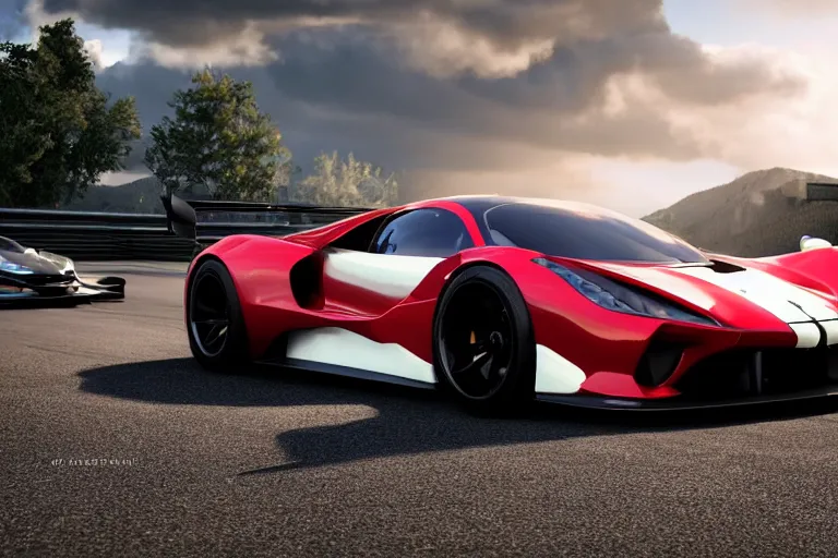 Image similar to photo wallpaper sport car gran turismo 7 forza horizon need for speed fast and furious 5 unreal engine supercar hypercar game concept car octane render, 4 khd 2 0 2 2 3 d cgi rtx style chrome reflexion global illumination ray tracing hdr arstation pixar and disney unreal