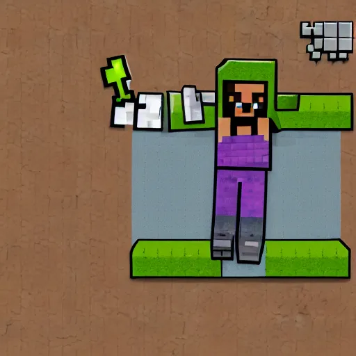 Prompt: a minecraft zombie in bed