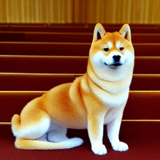 Prompt: shiba inu church