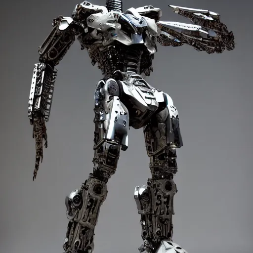 Image similar to cinematic still in westworld and pacific rim movie and real steel movie, slim full body stunning intricate humanoid mega mech by fujioka kenki, slim full body ornate intricate humanoid mega mech by mamoru nagano