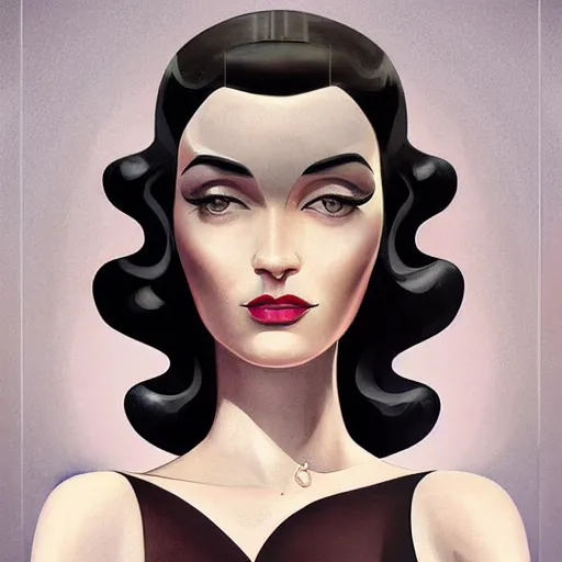 Image similar to an art deco, ( streamline moderne ), multi - racial portrait in the style of anna dittmann and charlie bowater and chanthara. very large, clear, expressive, and intelligent eyes. centered, ultrasharp focus, dramatic lighting, photorealistic digital matte painting, intricate symmetrical ultra detailed background.