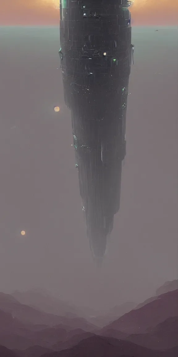 Prompt: mysterious thin tall space elevator, carbon fiber, landscape, sci - fi concept art, by john harris, by simon stalenhag, stunning, award winning