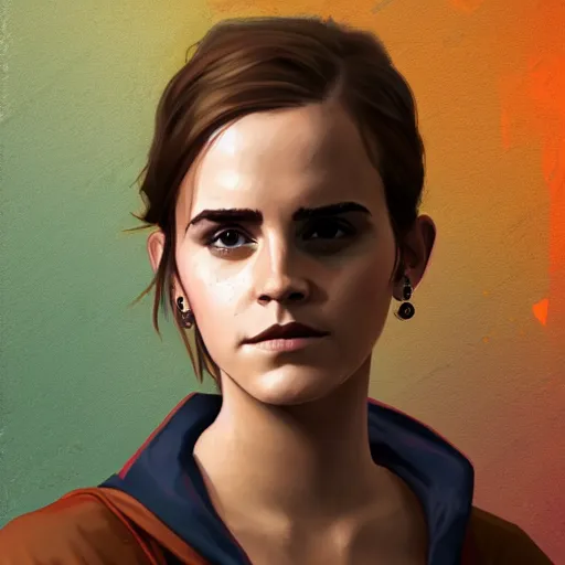 Prompt: a portrait of Emma Watson in the game Disco Elysium