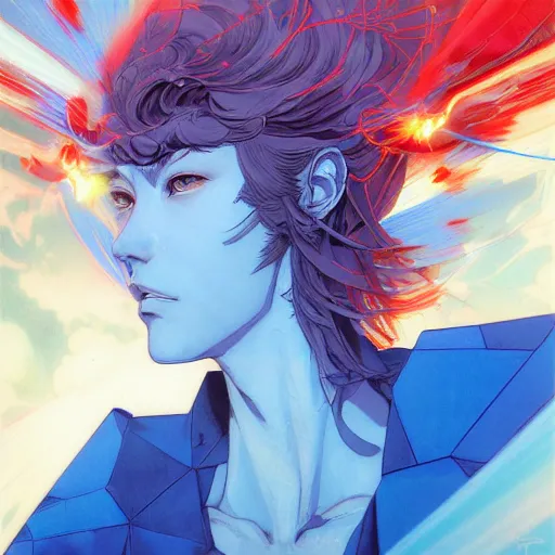 Image similar to prompt : azure lightning portrait soft light painted by james jean and katsuhiro otomo and erik jones, inspired by evangeleon anime, smooth face feature, intricate oil painting, high detail illustration, sharp high detail, manga and anime 1 9 9 9