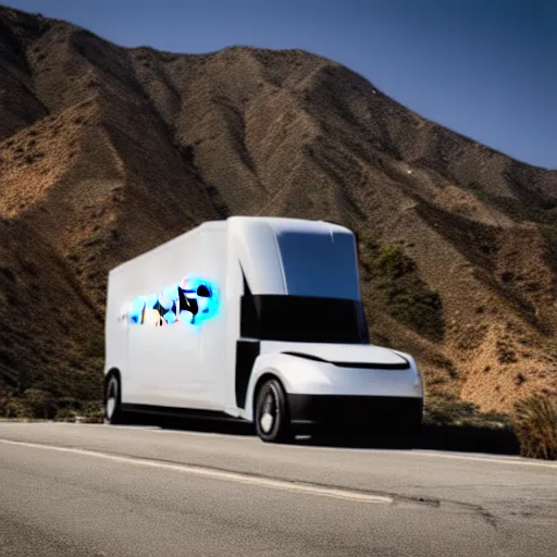 Image similar to photograph, Tesla Cybertruck, by Pete Biro, press release, cinematic, malibu canyon, 8k, depth of field, bokeh. debadged