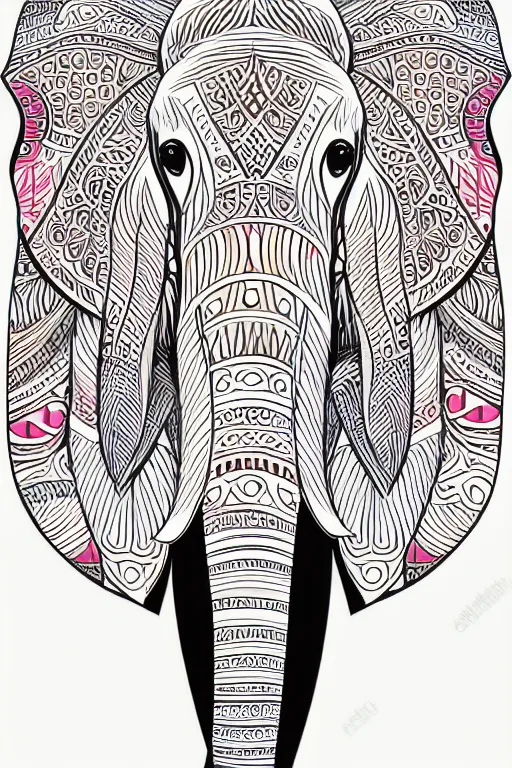 Image similar to minimalist boho style art of a colorful elephant, illustration, vector art