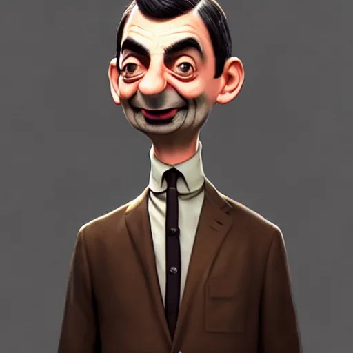 Prompt: mr. bean depicted as a muppet, atmospheric lighting, painted, unreal engine 5, highly detailed by charlie bowater