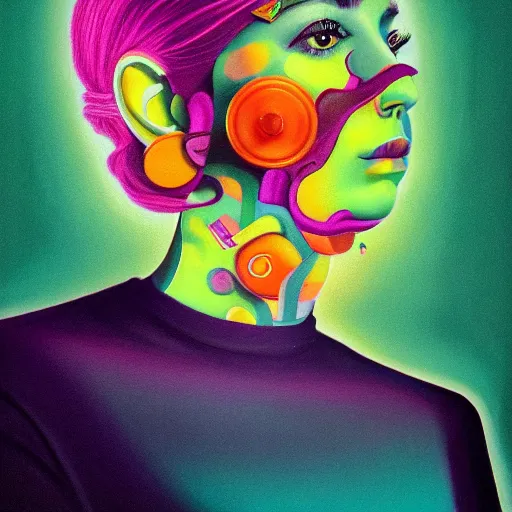 Image similar to behance winner colorful deco art detailed skeuomorphic very detailed portrait by olbinski airbrush ultrafine surrealism minimalist pop painting contest painting rafal detailed cole an art thomas vaporwave