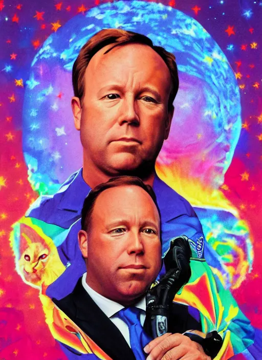 Image similar to alex jones by Zbigniew Brzezinski lisa frank