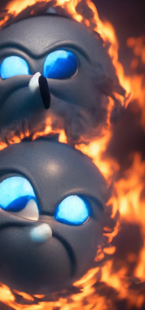 Image similar to Dark gray and blue smoke in the shape of Sonic the hedgehog, coming from a burning SEGA dreamcast. Dramatic shot, cinematic, epic lighting, low angle medium shot, 35mm