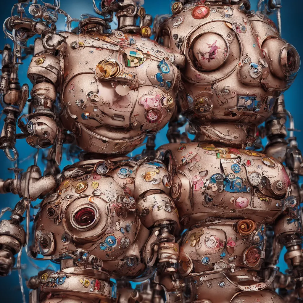 Image similar to closeup portrait of tin toy robot bikini girl trap, depth of field, zeiss lens, detailed, symmetrical, centered, fashion photoshoot, by nicoletta ceccoli, mark ryden, lostfish, breathtaking, 8 k resolution, extremely detailed, beautiful, establishing shot, artistic, hyperrealistic, octane render