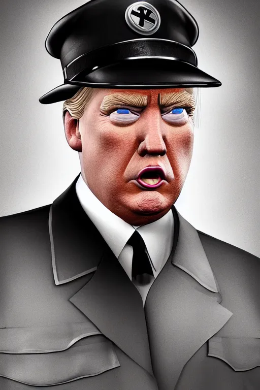 Prompt: a full character portrait of donald trump as hitler, the pixar adaptation, with same hairstyle, hyper detailed, digital art, trending in artstation, cinematic lighting, studio quality, smooth render, unreal engine 5 rendered, octane rendered