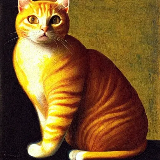 Prompt: fat orange tabby cat by leonardo davinci