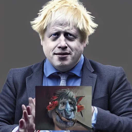 Prompt: boris johnson as a court jester, painting, by weta digital