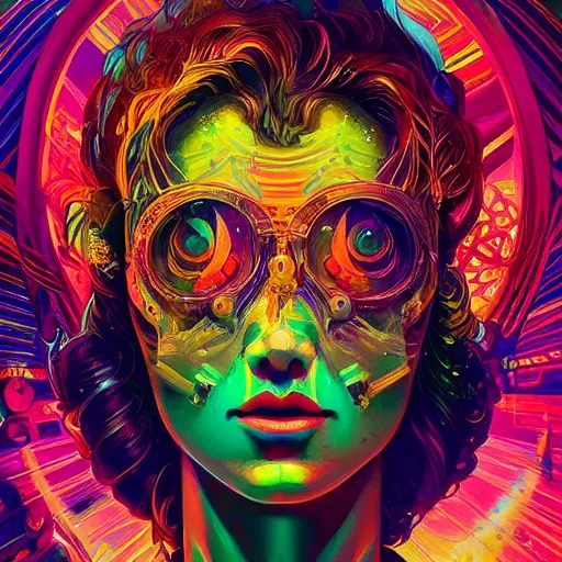 Image similar to An extremely psychedelic experience, colorful, surreal, dramatic lighting, cosmonaut, LSD, face, detailed, intricate, elegant, highly detailed, digital painting, artstation, concept art, smooth, sharp focus, illustration, art by Sam Spratt, Dan Mumford, Artem Demura and Alphonse Mucha