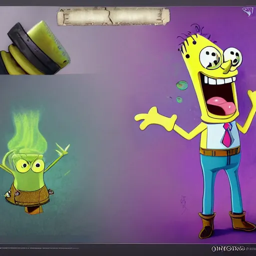 Image similar to character design sheet, spongebob squarepants, fantasy, medieval, vivid colors, concept art, sharp focus, digital art, hyper - realistic, 4 k, unreal engine, highly detailed, hd, dramatic lighting by brom, trending on artstation