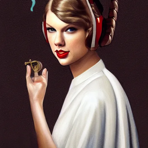 Image similar to taylor swift as princess leia, portrait by fra angelico