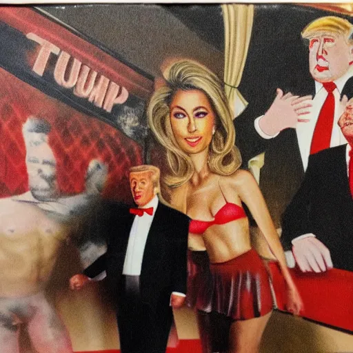 Image similar to studio photo of Trump in night club, by Leibowitz, detailed, photorealistic