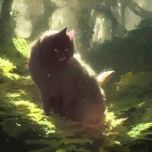 Image similar to cat cryo fern fern fern anime art by greg rutkowski makoto shinkai kreuz