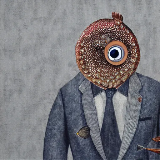 Prompt: professional portrait of a fish stick with eyes and a mouth wearing a suit and tie, 8k, highly intricate, highly detailed, realistic face,