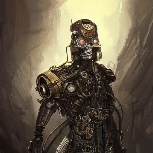 Image similar to clint eastwood as steampunk cyborg reaper, scifi, intricate, elegant, highly detailed, digital painting, artstation, concept art, smooth, sharp focus, illustration, art by giger