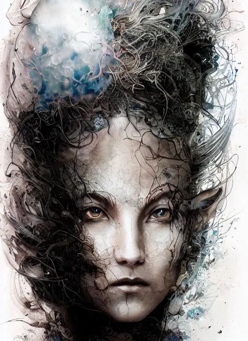 Image similar to portrait, the mystical sage woman who opens the door to the dream realms, watercolor, dramatic lighting, cinematic, establishing shot, extremely high detail, foto realistic, cinematic lighting, pen and ink, intricate line drawings, by Yoshitaka Amano, Ruan Jia, Kentaro Miura, Artgerm, post processed, concept art, artstation, matte painting, style by eddie mendoza, raphael lacoste, alex ross