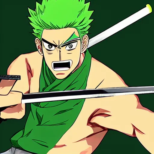 Prompt: roronoa zoro playing videogames, manga style