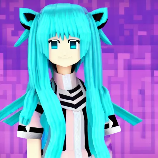 Prompt: Hatsune Miku in minecraft