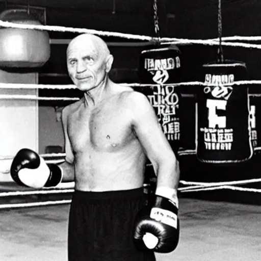 Image similar to a photo of cus d'amato in a boxing gym.