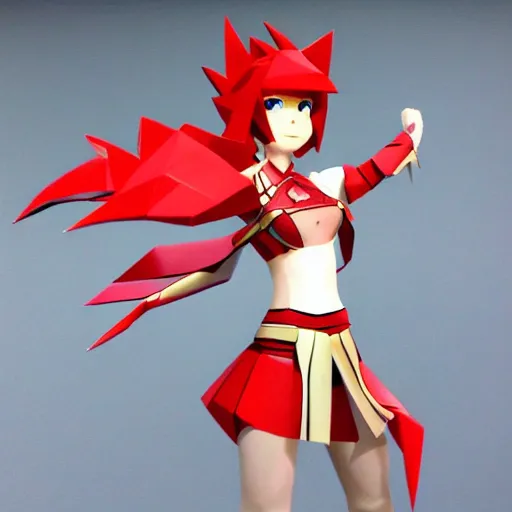 Prompt: a paper model of pyra from xenoblade chronicles, paper modeling art.