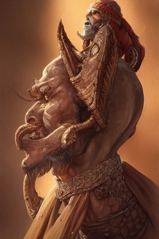 Image similar to ultra realistic illustration, a half man, half camel warrior from baldurs gate and diablo, intricate from baldurs gate, elegant, highly detailed, digital painting, artstation, concept art, smooth, sharp focus, illustration, art by artgerm and greg rutkowski and alphonse mucha