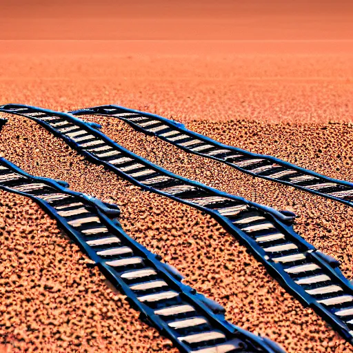 Image similar to mobile camoflaged rugged weather station sensor antenna on tank tracks, for monitoring the australian desert, XF IQ4, 150MP, 50mm, F1.4, ISO 200, 1/160s, dawn