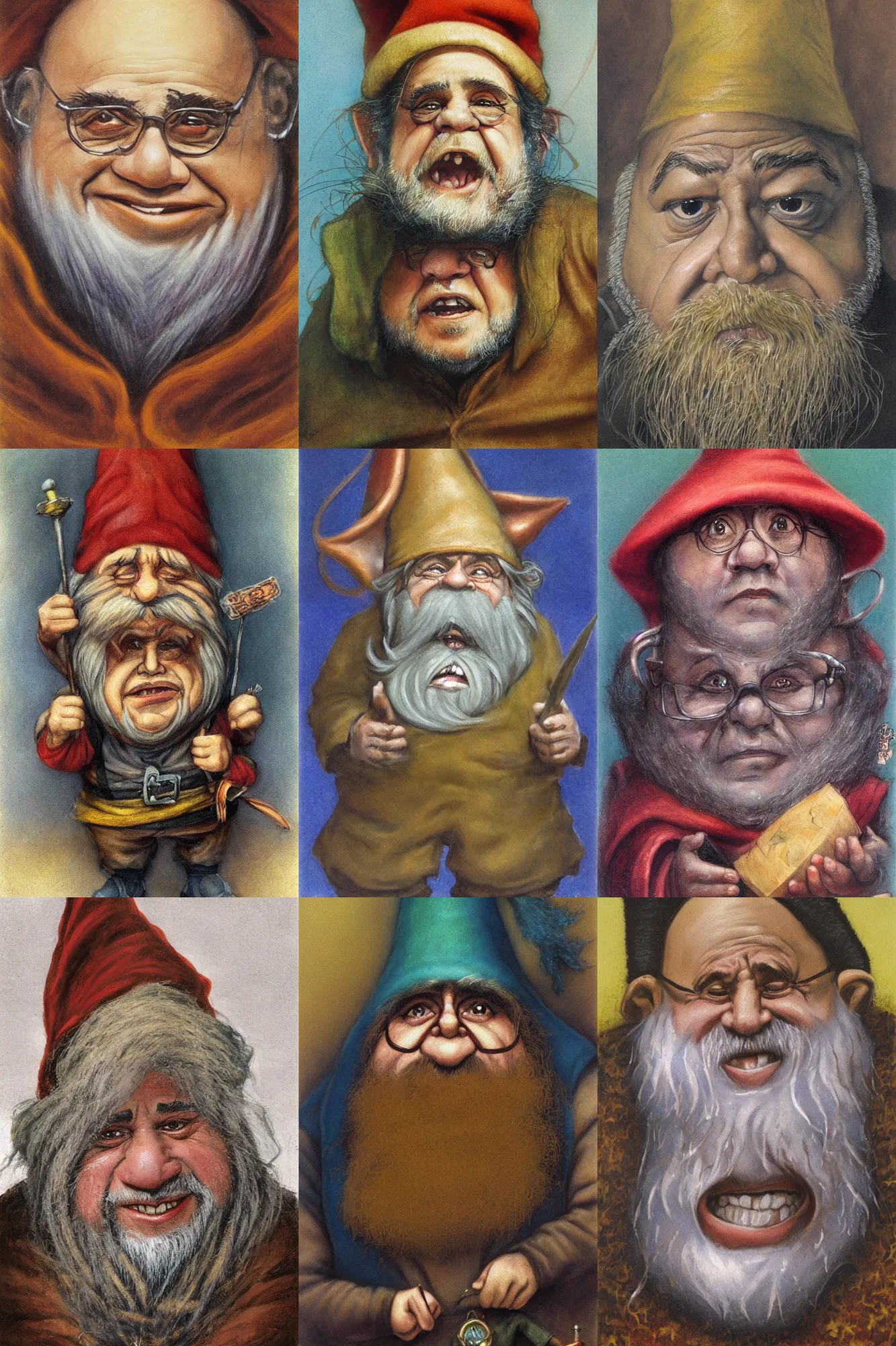 Prompt: painting of danny devito as a gnome, painted by brian froud, very detailed, beautiful, 4 k, high quality
