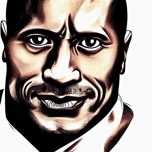 Image similar to A portrait of Dwayne Johnson, in the style of Mappa,