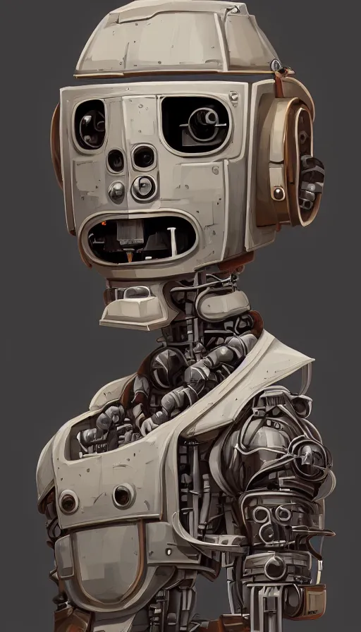 Image similar to a dieselpunk robot, portrait, head and chest only, made of wool, humanoid, sharp focus, james gilleard, cinematic, game art, extremely detailed digital painting