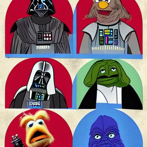 Prompt: star wars poster as muppets