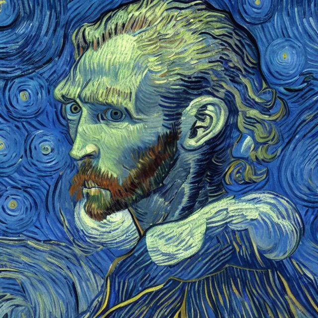 Image similar to a painting of the starchild by vincent van gogh, dark fantasy art, high detail, trending on artstation