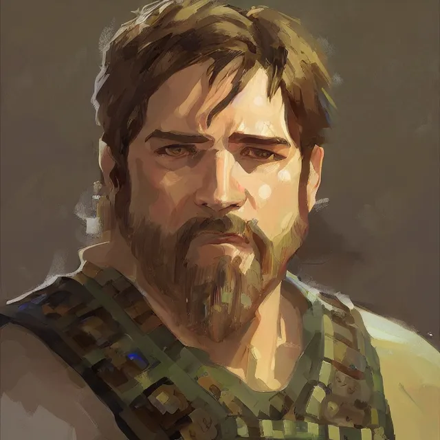 Prompt: steve from minecraft, portrait, elegant, intricate, digital painting, artstation, concept art, smooth, sharp focus, illustration, art by konstantin korovin and daniel f. gerhartz and john howe