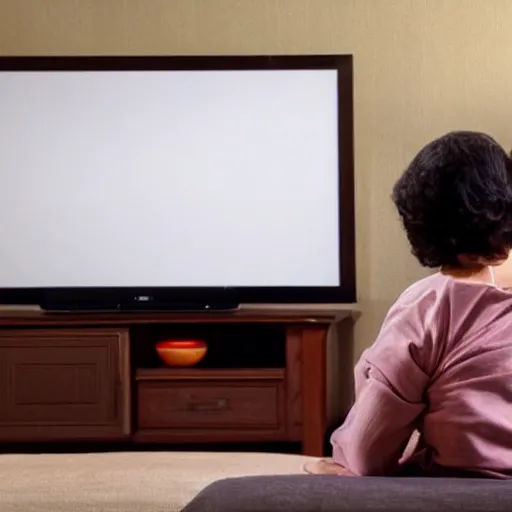 Image similar to grandmas watching sushi on the tv
