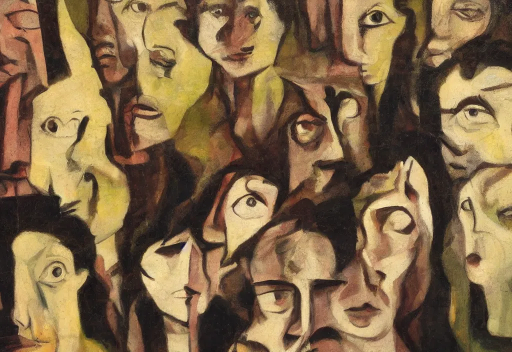 Image similar to group of people pictured in afternoon light, close - up of the faces, surrealist oil painting by francis bacon, dora maar and malcolm liepke, detailed