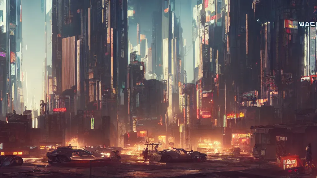 a war in cyberpunk city, trending on artstation, hyper | Stable Diffusion
