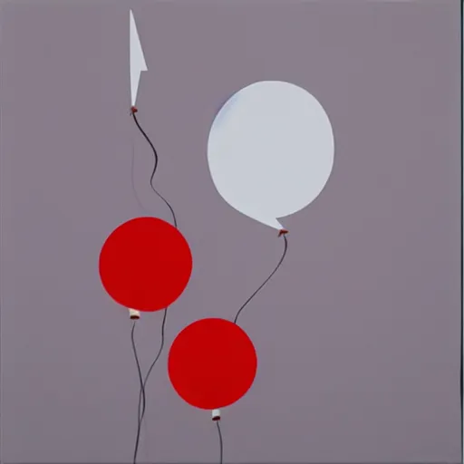 Prompt: red balloon white background minimalist art oil painting simplistic high quality ray tracing ventrical lighting