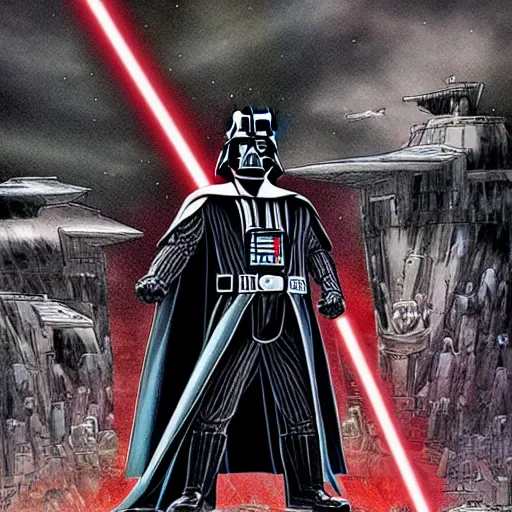 Image similar to Darth Vader in the style of Akira Toriyama. Manga. Extremely detailed. Beautiful. 4K. Award winning.