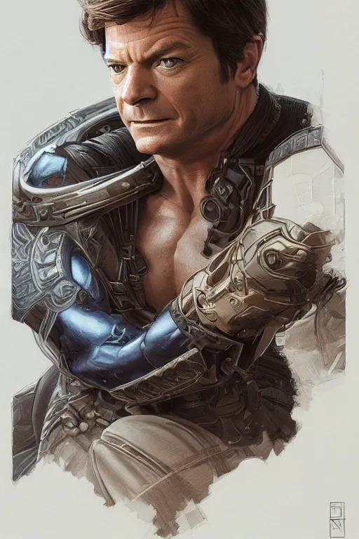 Prompt: Jason Bateman as a handsome hero, intricate, elegant, highly detailed, centered, digital painting, artstation, concept art, smooth, sharp focus, illustration, art by artgerm and donato giancola and Joseph Christian Leyendecker, Ross Tran, WLOP